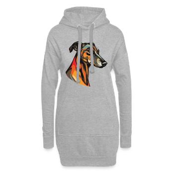 Greyhound Hund Kopf - Hoodie-Kleid - Grau meliert - Vorne