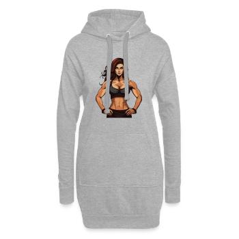 Femme Muscles Séance D’entraînement Gym Fille - Sweat-shirt à capuche long Femme - gris chiné - Devant