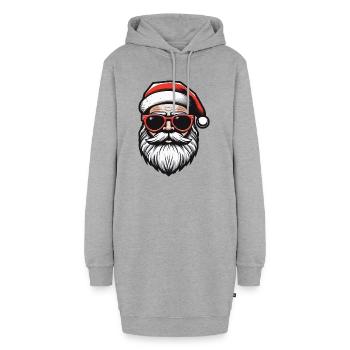 Père Noël Portrait Cool tête de Père Noël - Sweat-shirt à capuche long Femme - gris chiné - Devant
