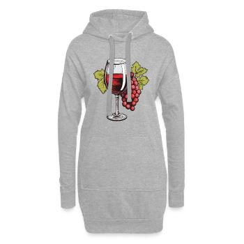 Verre à vin Raisins Vin - Sweat-shirt à capuche long Femme - gris chiné - Devant