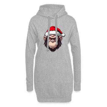 Portrait de singe Noël - Sweat-shirt à capuche long Femme - gris chiné - Devant