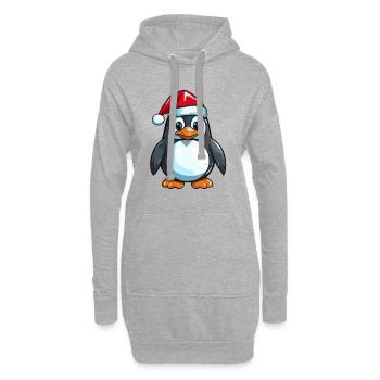 Pingouin Bande Dessinée Mignon Noël Bébé Noël - Sweat-shirt à capuche long Femme - gris chiné - Devant