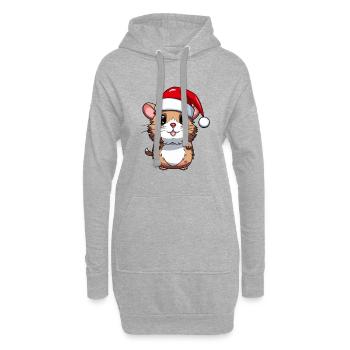 Hamster Noël Animal Portrait Noël - Sweat-shirt à capuche long Femme - gris chiné - Devant