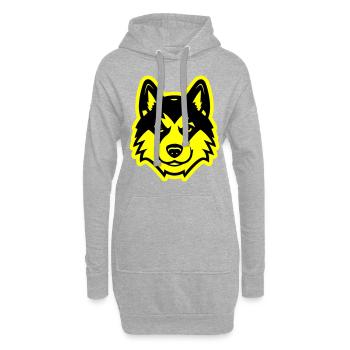 Akita Hund Kopf - Hoodie-Kleid - Grau meliert - Vorne