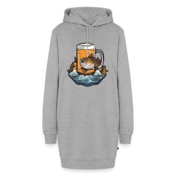 Bière de pêche - Sweat-shirt à capuche long Femme - gris chiné - Devant