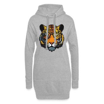 Tiger Kopf Porträt Cool - Hoodie-Kleid - Grau meliert - Vorne