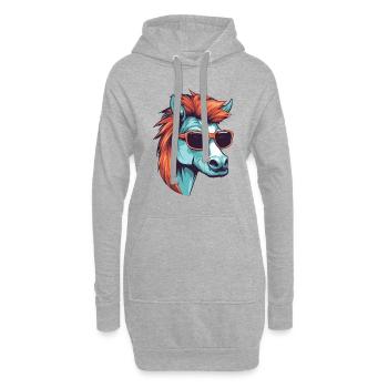 Pferd Kopf Porträt Cool - Hoodie-Kleid - Grau meliert - Vorne