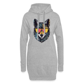 Wolf Kopf Porträt Cool - Hoodie-Kleid - Grau meliert - Vorne