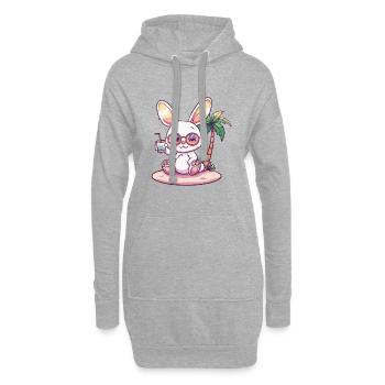 Hase Sommer Strand Urlaub - Hoodie-Kleid - Grau meliert - Vorne
