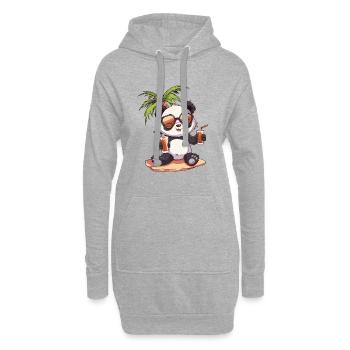 Vacances d’été à la plage Panda - Sweat-shirt à capuche long Femme - gris chiné - Devant