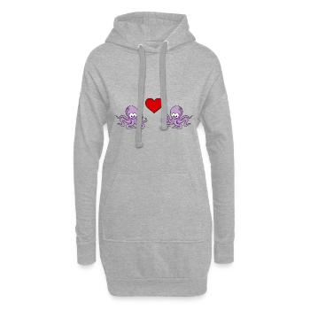 Krake Comic Paar liebe - Hoodie-Kleid - Grau meliert - Vorne