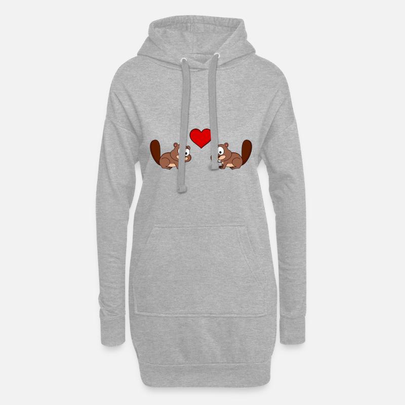 Biber Comic Paar liebe - Hoodie-Kleid - Grau meliert