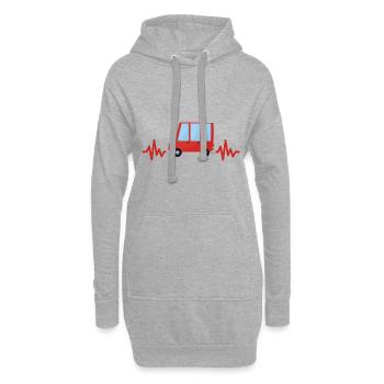 Auto - Wagen - Herzschlag - Autobus - Style - Hoodie-Kleid - Grau meliert - Vorne