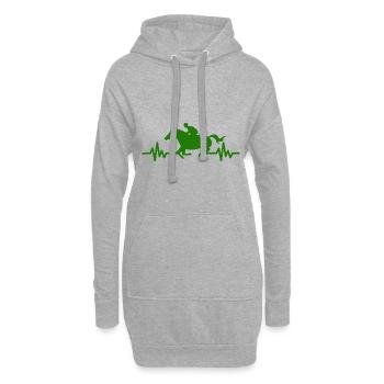 Herzschlag - Pferd Hengst Stute Ross Polo - Hoodie-Kleid - Grau meliert - Vorne