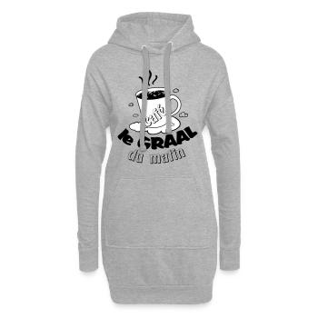 Café le graal du matin ! Humour accro au café - Sweat-shirt à capuche long Femme - gris chiné - Devant