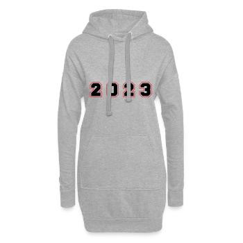 2023 Jahr Zahl - Hoodie-Kleid - Grau meliert - Vorne