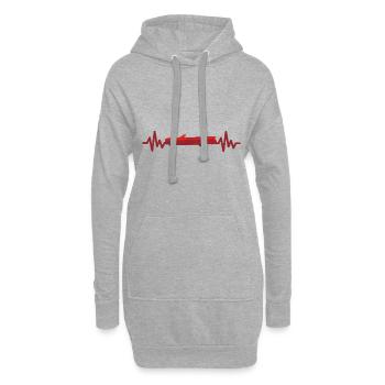 Muscle Car - Auto - Wagen - Herzschlag - Style - Hoodie-Kleid - Grau meliert - Vorne