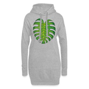 Monstera / Blatt - Hoodie-Kleid - Grau meliert - Vorne