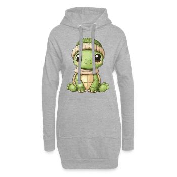 tortue mignon mignon bébé enfants animal dessin animé - Sweat-shirt à capuche long Femme - gris chiné - Devant