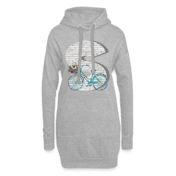 vélo e 100 s - Sweat-shirt à capuche long Femme - gris chiné - Devant