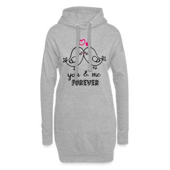 Liebesvögel - Hoodie-Kleid - Grau meliert - Vorne