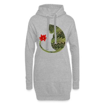 katze mit blume e 101 - Hoodie-Kleid - Grau meliert - Vorne
