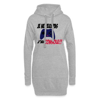 j'ai console - Sweat-shirt à capuche long Femme - gris chiné - Devant