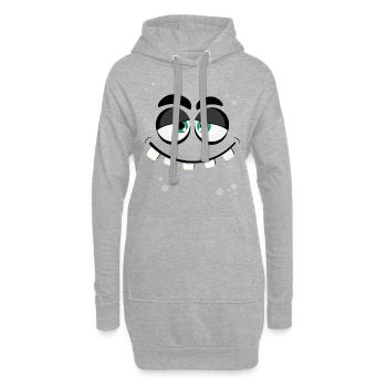 Monster Face 4 - Sweat-shirt à capuche long Femme - gris chiné - Devant