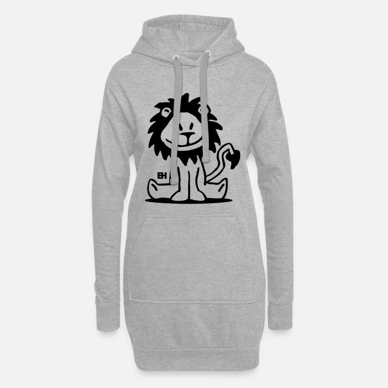 Löwe - Hoodie-Kleid - Grau meliert