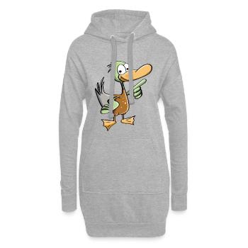 Lustiger Erpel - Ente Comic - Hoodie-Kleid - Grau meliert - Vorne