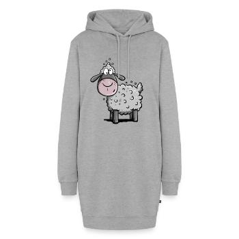 Kleines Wollschaf I Schaf Comic I Geschenk - Hoodie-Kleid - Grau meliert - Vorne