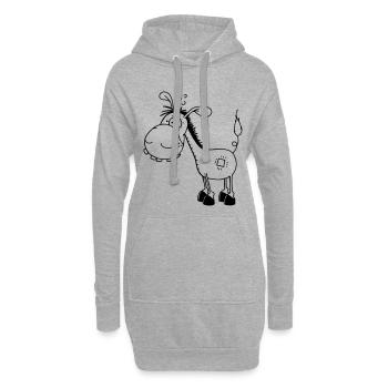 Esel - Langohresel - Eselchen - Hoodie-Kleid - Grau meliert - Vorne