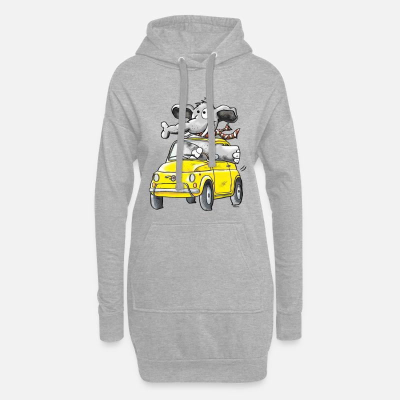 Elefantenrollschuh - Auto - Hoodie-Kleid - Grau meliert