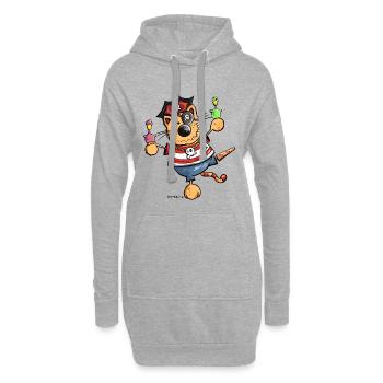 Mignon chat comique - Sweat-shirt à capuche long Femme - gris chiné - Devant