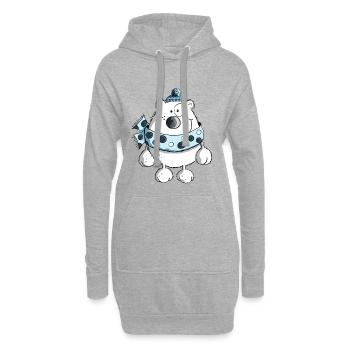 Drôle ours polaire - Hiver - Dessin animé - Sweat-shirt à capuche long Femme - gris chiné - Devant
