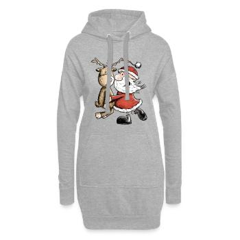 Weihnachtsmann Mit Rentier I Weihnachten Geschenk - Hoodie-Kleid - Grau meliert - Vorne