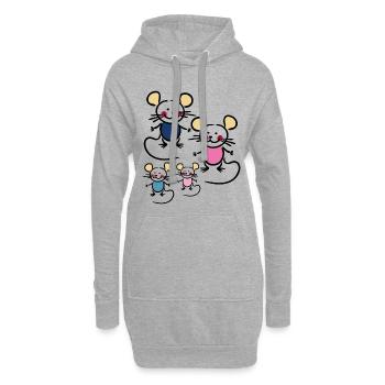 Famille avec deux enfants - Sweat-shirt à capuche long Femme - gris chiné - Devant