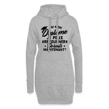 J'ai mon diplôme je peux retourner dormir? - Sweat-shirt à capuche long Femme - gris chiné - Devant