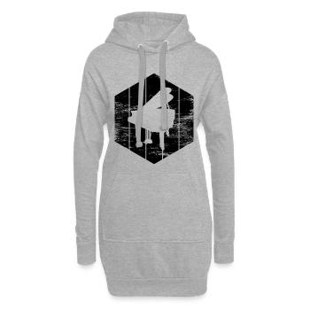 Klavierspieler - Hoodie-Kleid - Grau meliert - Vorne