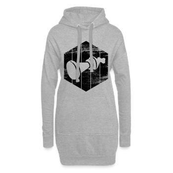 Schachfigur - Hoodie-Kleid - Grau meliert - Vorne