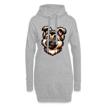 German Shepherd Cute Dog Puppy Design - Hoodie Dress - heather grey - Front