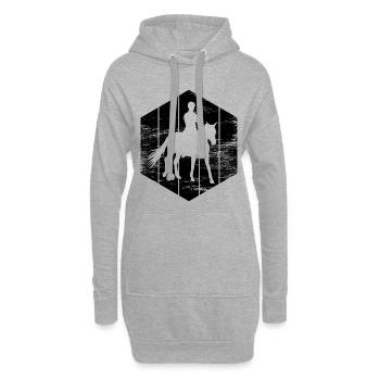 Chevaucher - Sweat-shirt à capuche long Femme - gris chiné - Devant