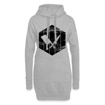 Couteau et hachoir - Sweat-shirt à capuche long Femme - gris chiné - Devant