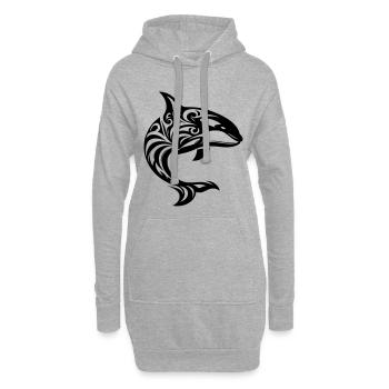 Orque tribal - Sweat-shirt à capuche long Femme - gris chiné - Devant