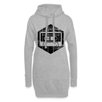 80er Kassette - Hoodie-Kleid - Grau meliert - Vorne