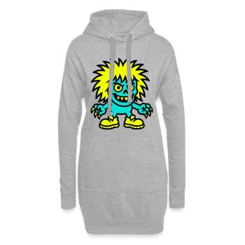 Monster mit gelben Haaren - Hoodie-Kleid - Grau meliert - Vorne