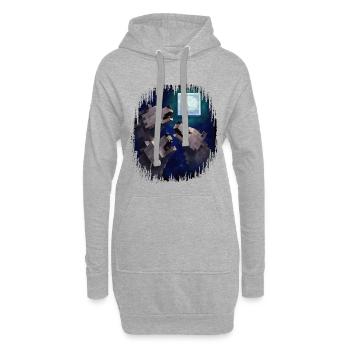 Retro Pixel Art 3 Wolfs Held heult den Mond an - Hoodie-Kleid - Grau meliert - Vorne