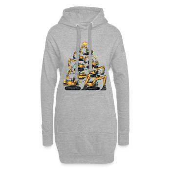 Cadeau du sapin de Noël drôle pour excavatrice - Sweat-shirt à capuche long Femme - gris chiné - Devant