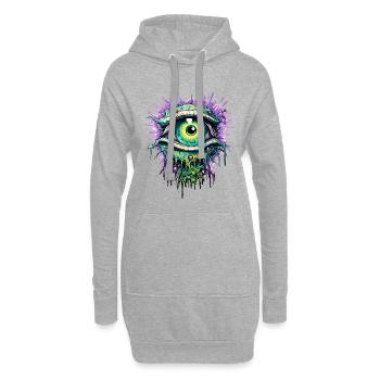 Psychedelisch Auge Farbenfroh LSD Drogen Trip - Hoodie-Kleid - Grau meliert - Vorne