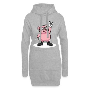 Rock Schwein Heavy Metal Lustig Geschenk - Hoodie-Kleid - Grau meliert - Vorne